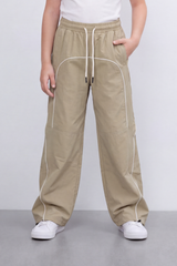 Girl's Tomato Store Lightweight Woven Reguler Fit Pants Contrast Piping Detail