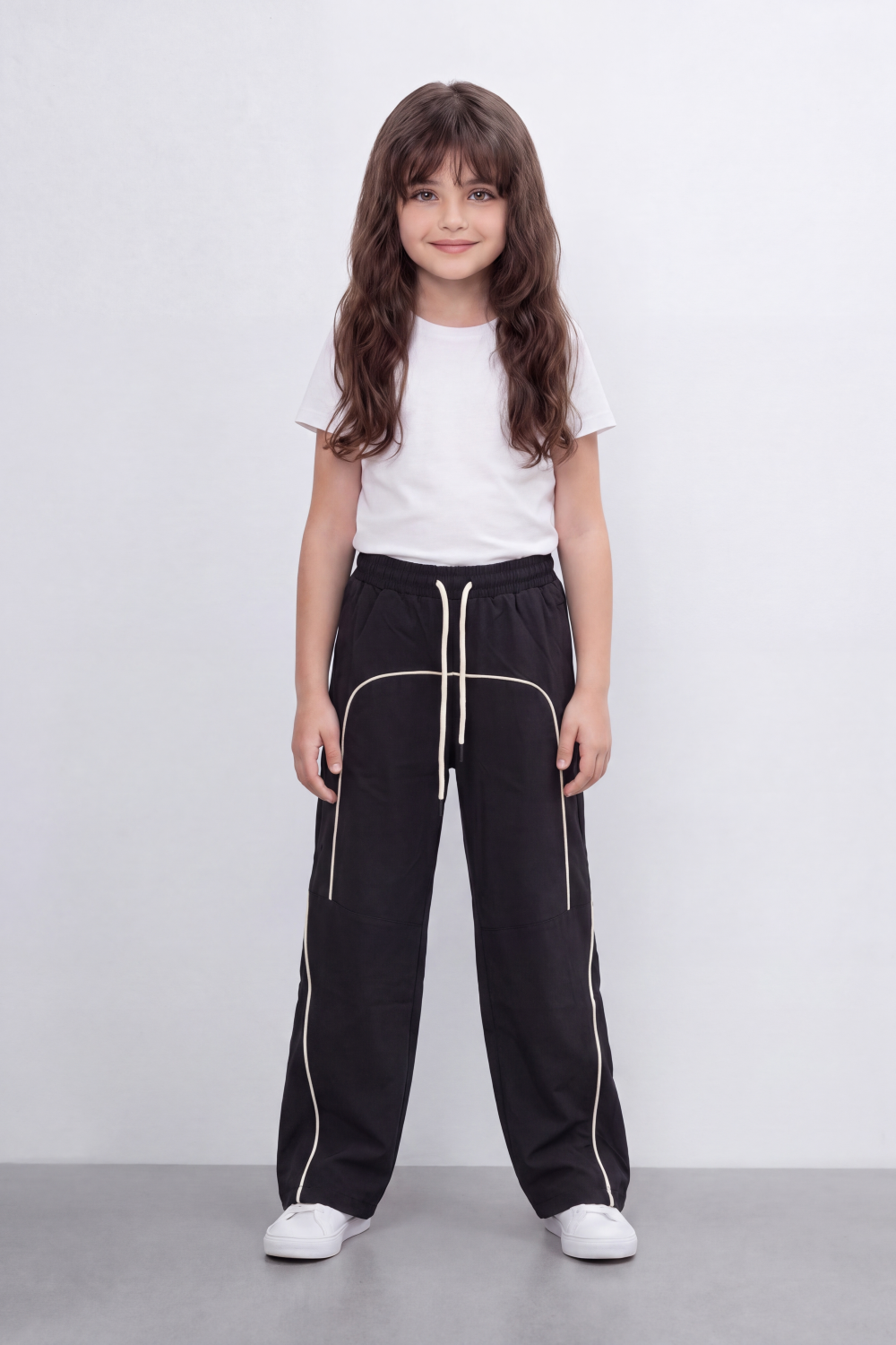 Girl's Tomato Store Lightweight Woven Reguler Fit Pants Contrast Piping Detail