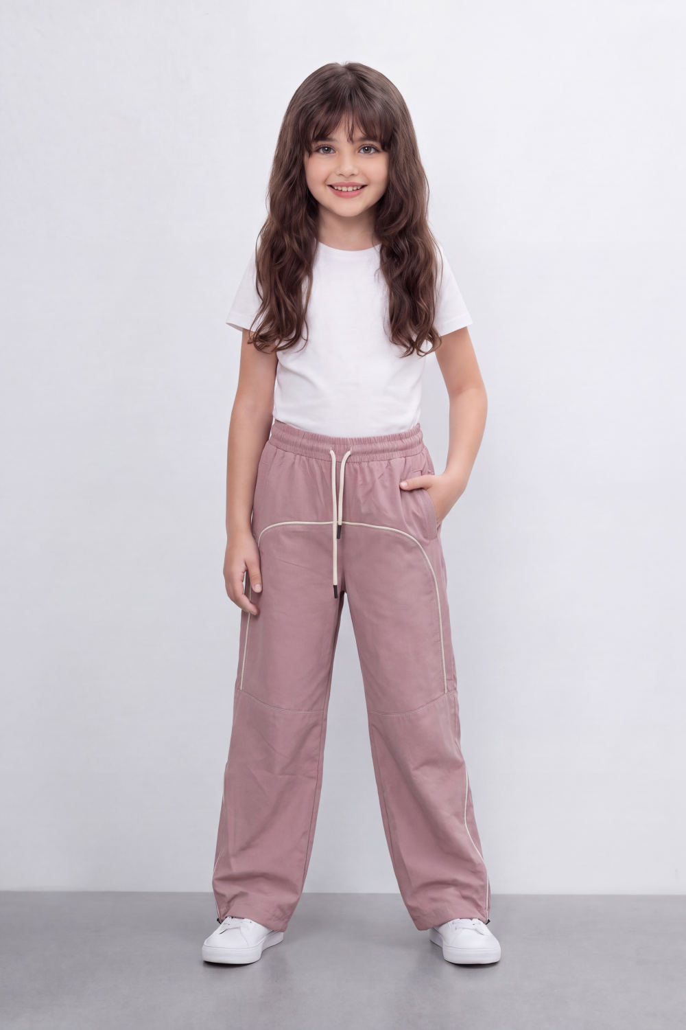 Girl's Tomato Store Lightweight Woven Reguler Fit Pants Contrast Piping Detail