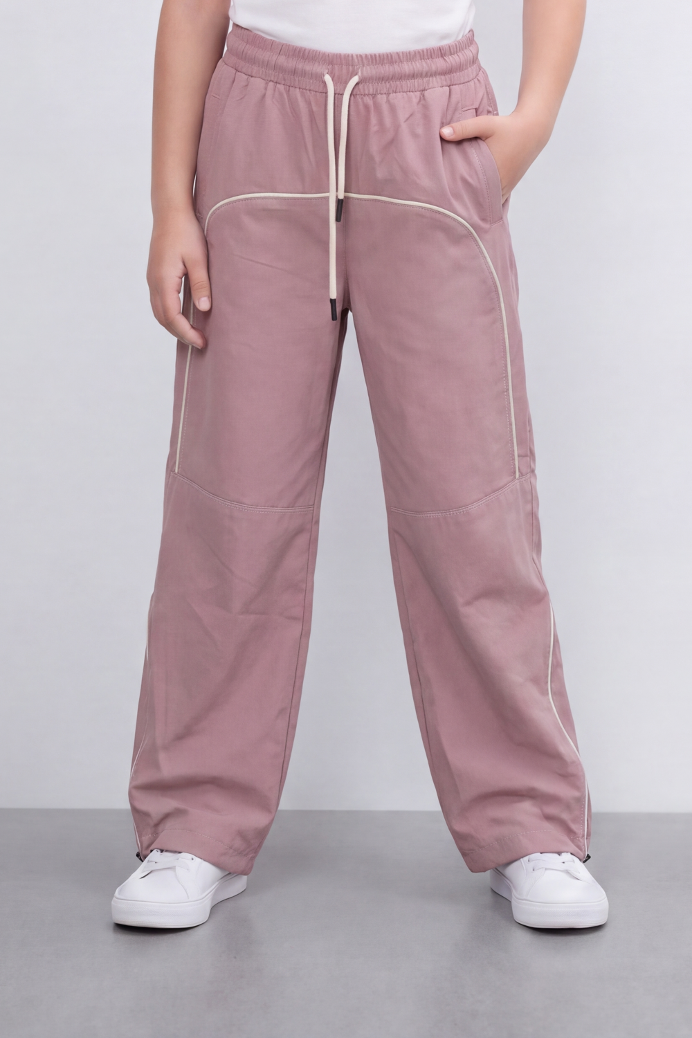 Girl's Tomato Store Lightweight Woven Reguler Fit Pants Contrast Piping Detail