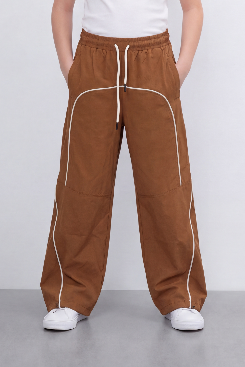 Girl's Tomato Store Lightweight Woven Reguler Fit Pants Contrast Piping Detail