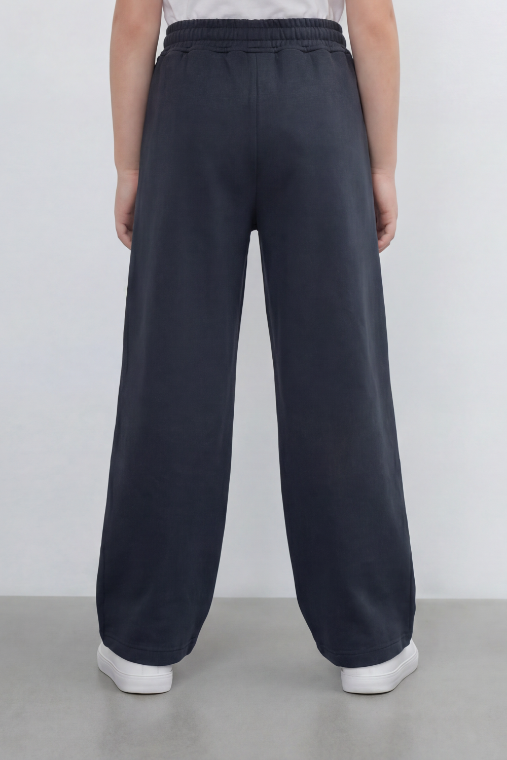 Girl's Tomato Store Soft Drape Wide Leg Pants With Garment Washed Jersey Texture Plain Dyed Surface Front Pintuck Seam Detail Sweatpants