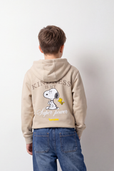 Boy's Tomato Store Swetashirt Snoopy Front And Back Graphics Kindness Slogan Kangaroo Oversize