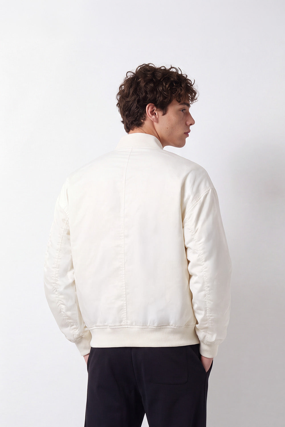 Men's Tomato Store Slim Fit Puffer Waterproof Jacket Ribbed Collar Full-Zip Front Sleeve Pocket