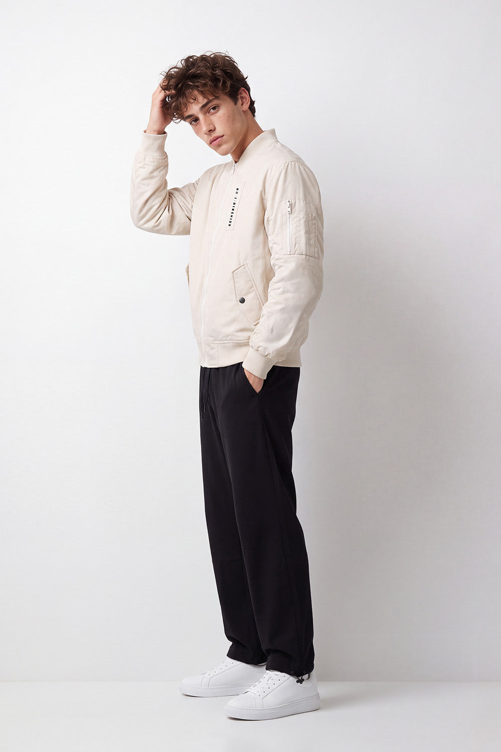 Men's Tomato Store Slim Fit Puffer Waterproof Jacket Ribbed Collar Full-Zip Front Sleeve Pocket