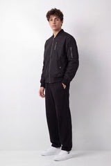 Men's Tomato Store Slim Fit Puffer Waterproof Jacket Ribbed Collar Full-Zip Front Sleeve Pocket