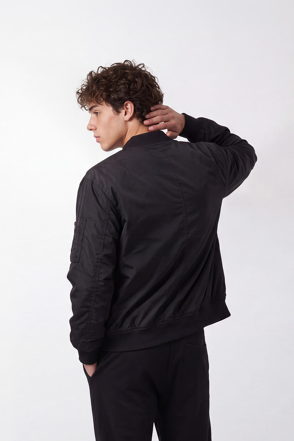 Men's Tomato Store Slim Fit Puffer Waterproof Jacket Ribbed Collar Full-Zip Front Sleeve Pocket