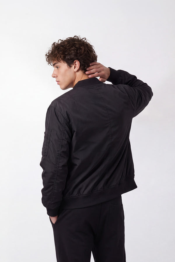 Men's Tomato Store Slim Fit Puffer Waterproof Jacket Ribbed Collar Full-Zip Front Sleeve Pocket