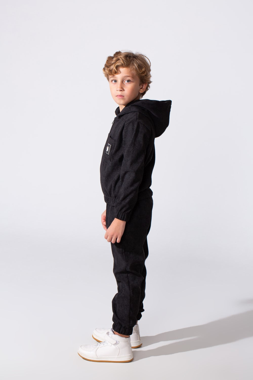 Boy's Tomato Store Two Piece Set Zip-Up Hooded Chest Pockets Elasticated Cuffs And Waistband Textured Fabric Outfit