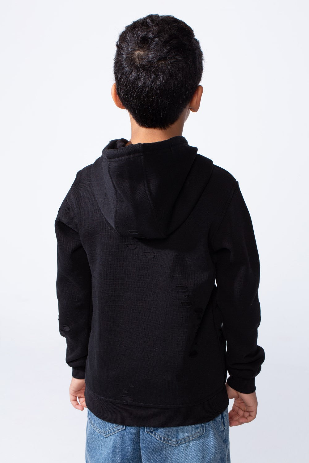 Boy’s Slim Fit Distressed Comfortable Everyday Hood Sweatshirt With Drawstring
