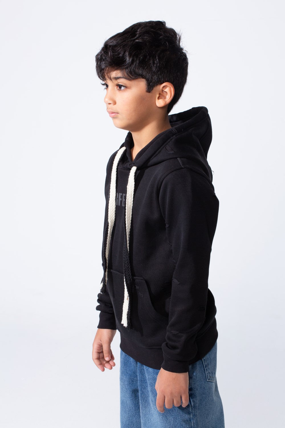 Boy’s Slim Fit Distressed Comfortable Everyday Hood Sweatshirt With Drawstring