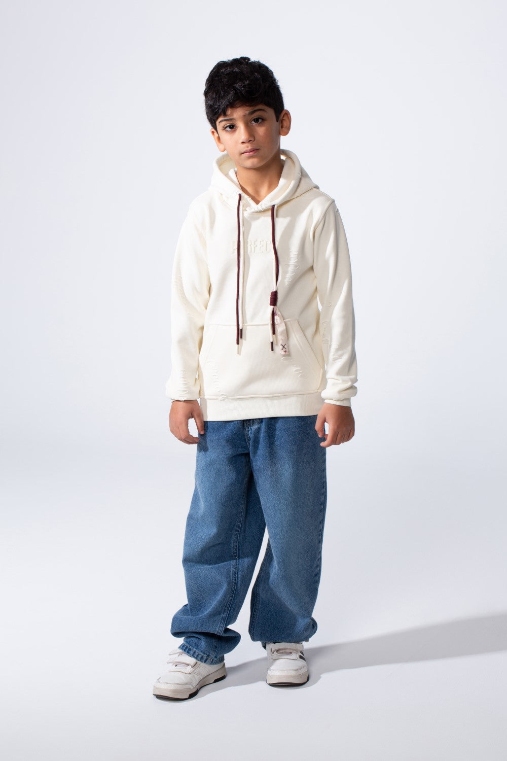 Boy’s Slim Fit Distressed Comfortable Everyday Hood Sweatshirt With Drawstring