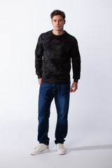 Men's Long Sleeves Round Neckline Marble Pattern Comfortable Casual Slim Fit Sweatshirt