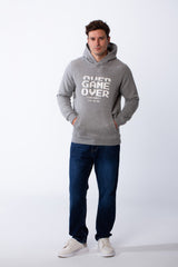 Men's Kangaroo Front Pockets Long Sleeves Design With Hooded Text Print Detail Slim Fit Melton Sweatshirt