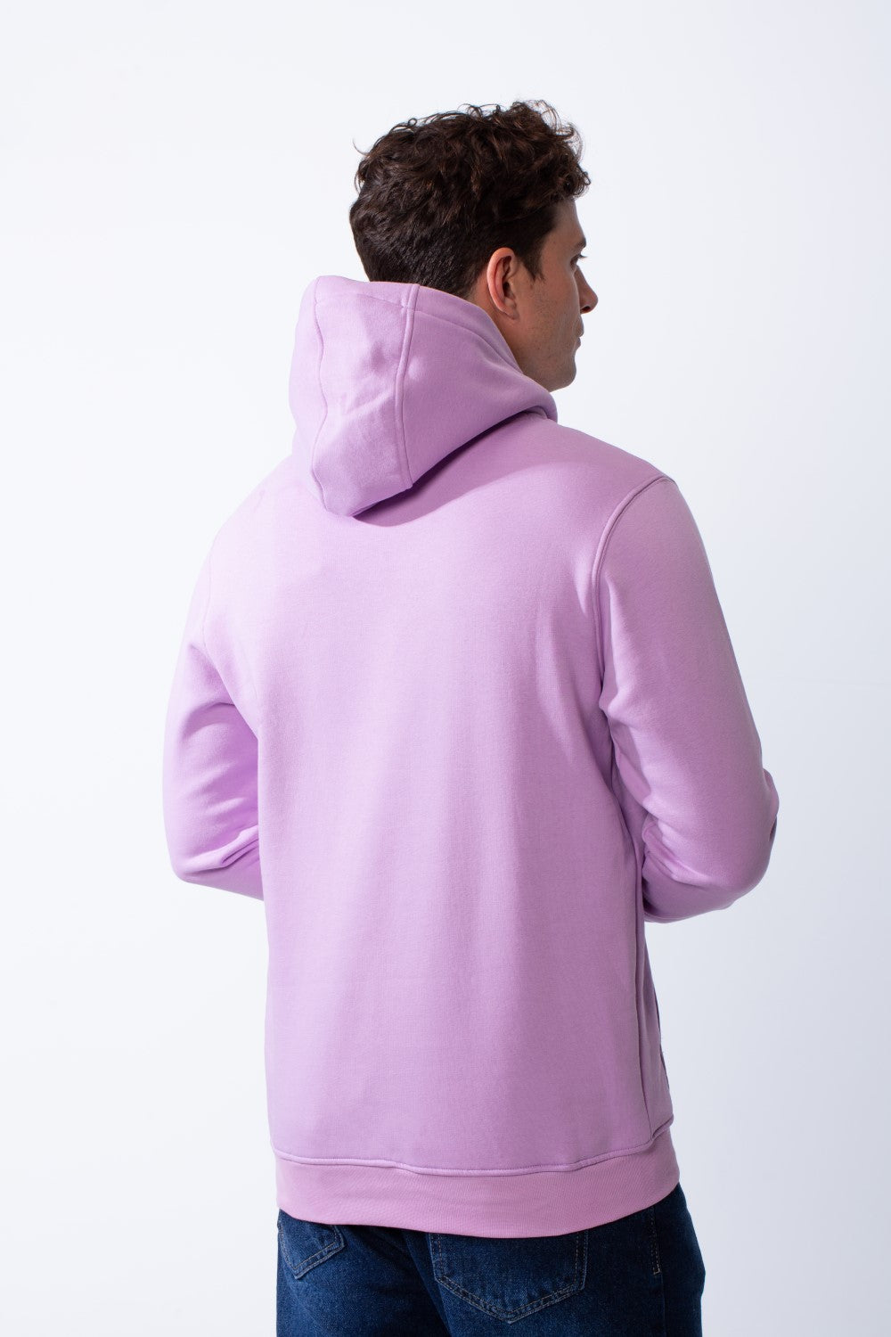 Men's Kangaroo Front Pockets Long Sleeves Design With Hooded Text Print Detail Slim Fit Melton Sweatshirt