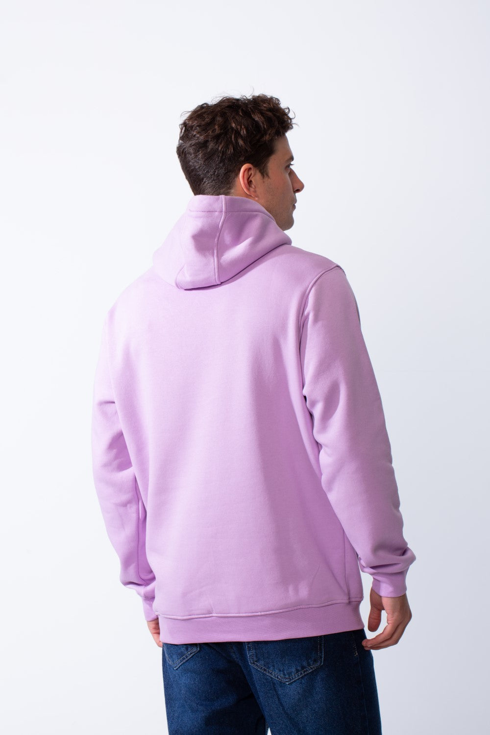 Men's Basic With Small Chest Logo Kangaroo Po0ckets Practical Slim Fit Melton Hood Sweatshirt