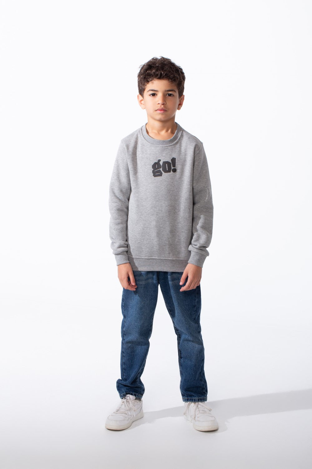 Boy's Long Sleeve Crew Neck Letter Front Print Comfy Slim Fit Sweatshirt