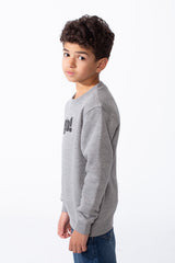 Boy's Long Sleeve Crew Neck Letter Front Print Comfy Slim Fit Sweatshirt