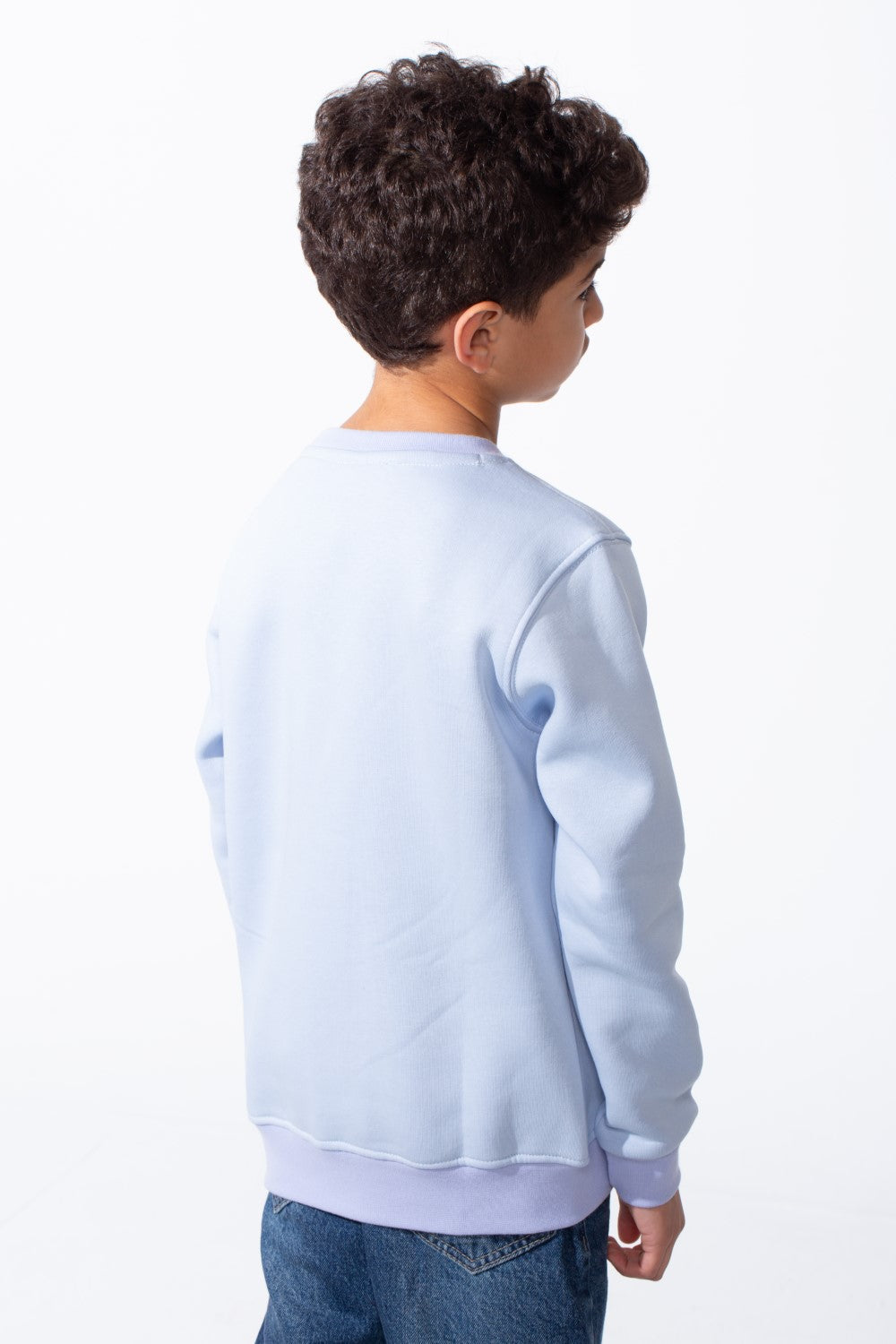 Boy's Long Sleeve Crew Neck Letter Front Print Comfy Slim Fit Sweatshirt