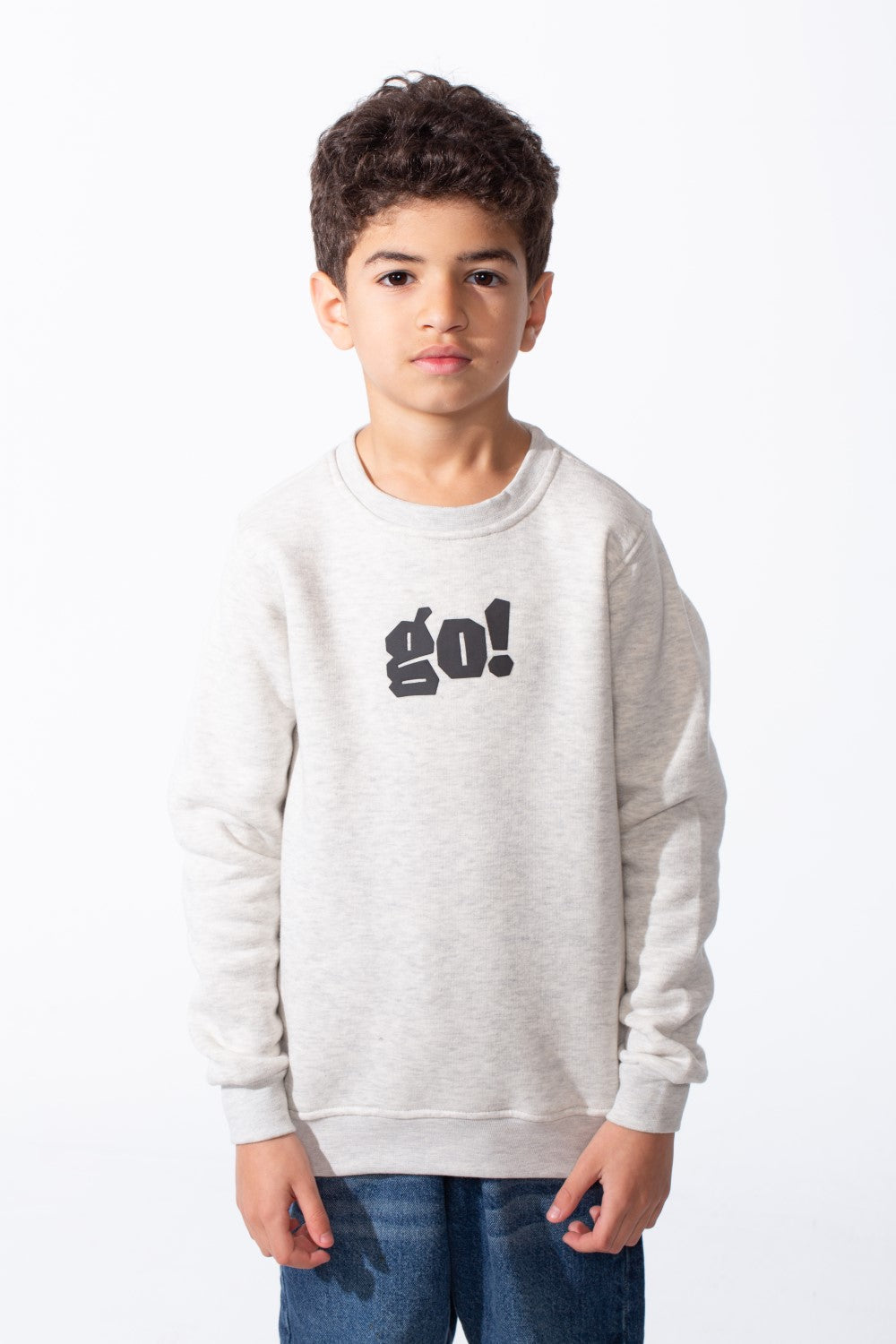 Boy's Long Sleeve Crew Neck Letter Front Print Comfy Slim Fit Sweatshirt