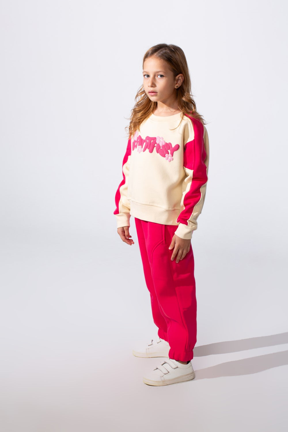 Girl's Tomato Store Melton Slim Fit Outfit Set Color-Block Design Playful