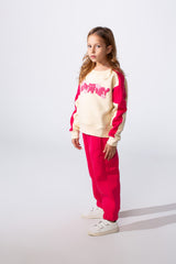 Girl's Tomato Store Melton Slim Fit Outfit Set Color-Block Design Playful
