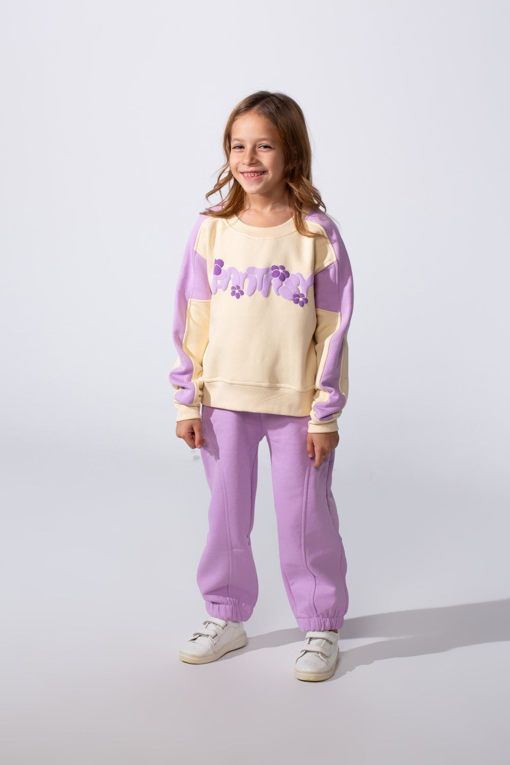 Girl's Tomato Store Melton Slim Fit Outfit Set Color-Block Design Playful