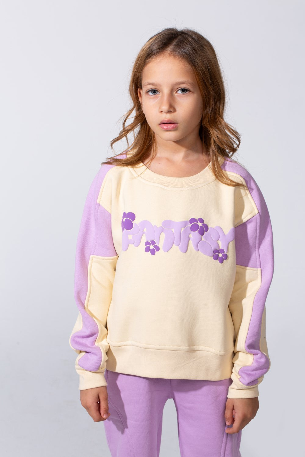 Girl's Tomato Store Melton Slim Fit Outfit Set Color-Block Design Playful