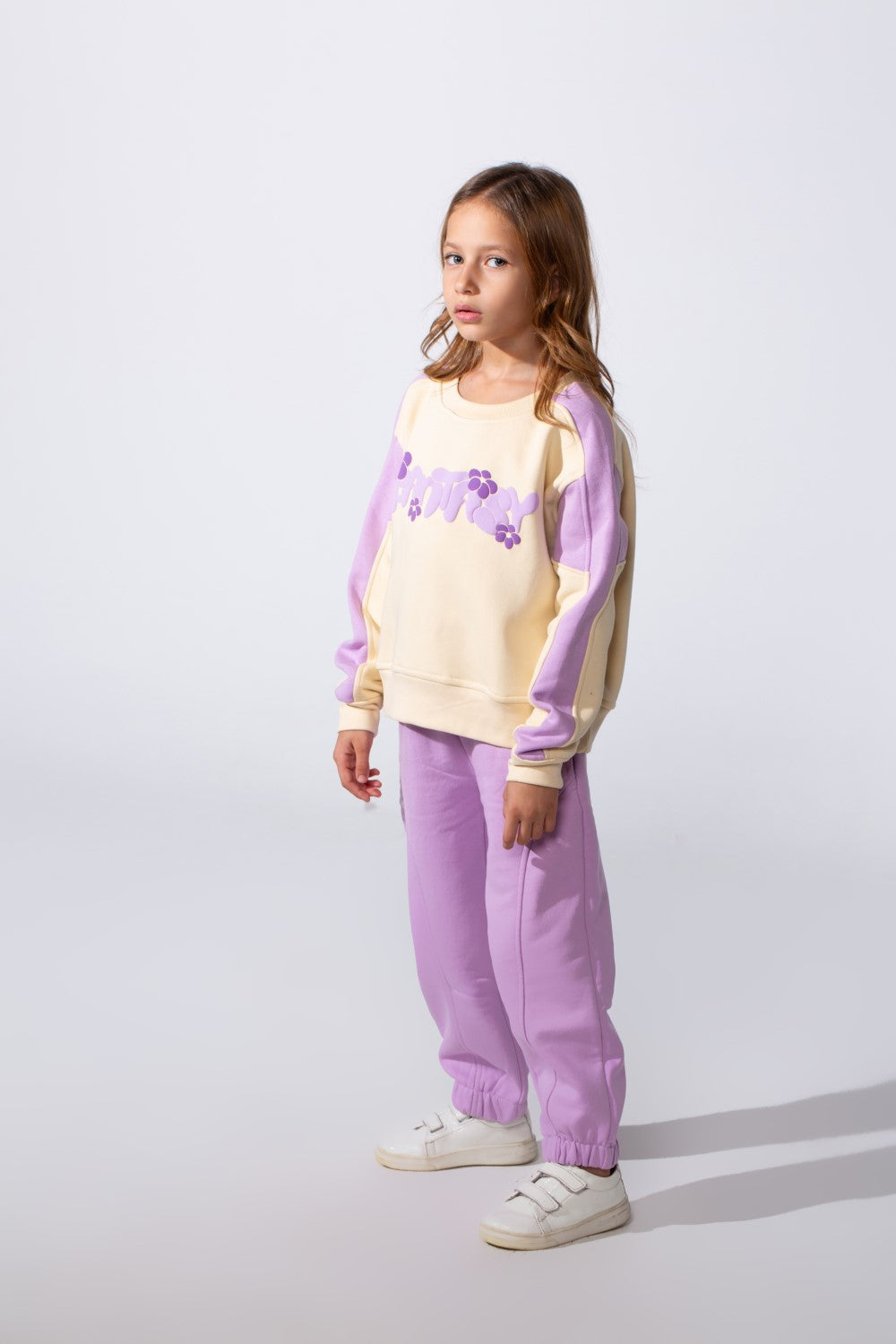 Girl's Tomato Store Melton Slim Fit Outfit Set Color-Block Design Playful