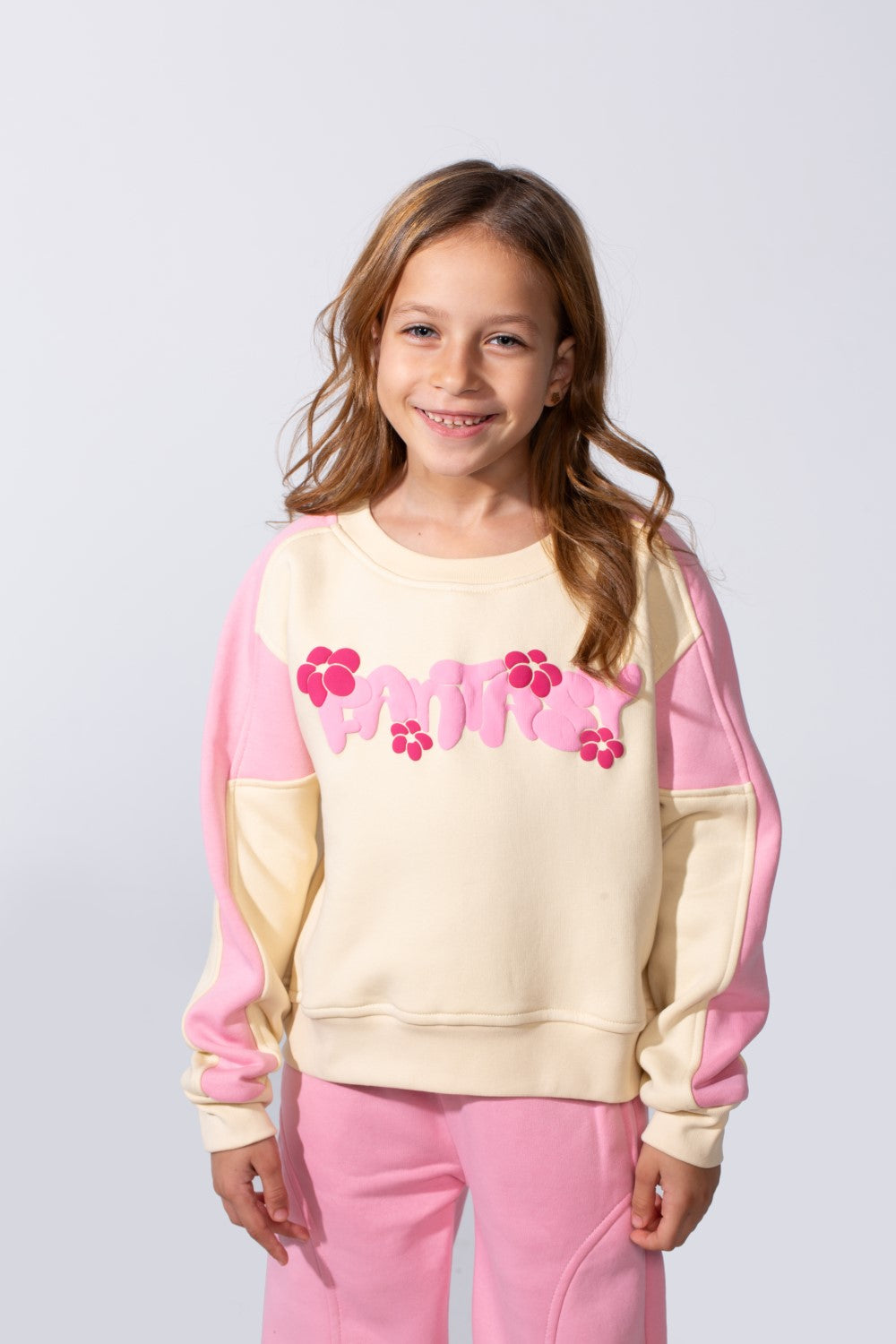 Girl's Tomato Store Melton Slim Fit Outfit Set Color-Block Design Playful