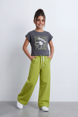 Girl's Graphic Co-Ord Set Featuring Floral Inspired Front Artwork Contrast Typography Detail Outfit