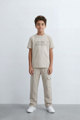 Boy's Tomato Store Paradise Graphic Set Minimal Front Typography Print Slim Fit Outfit