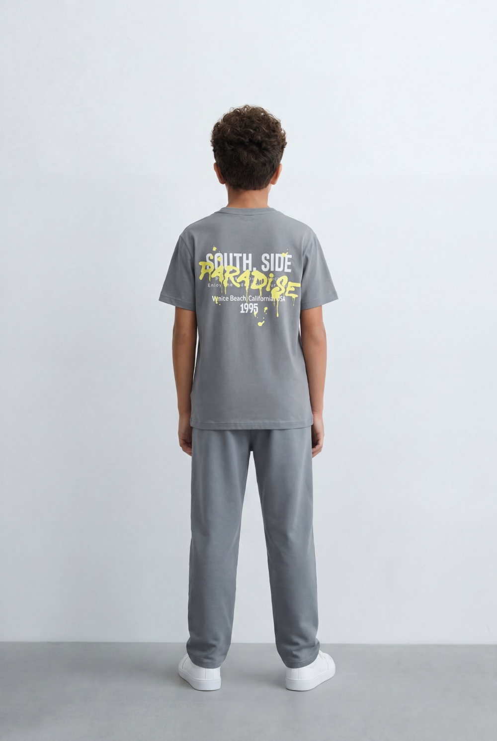 Boy's Tomato Store Paradise Graphic Set Minimal Front Typography Print Slim Fit Outfit