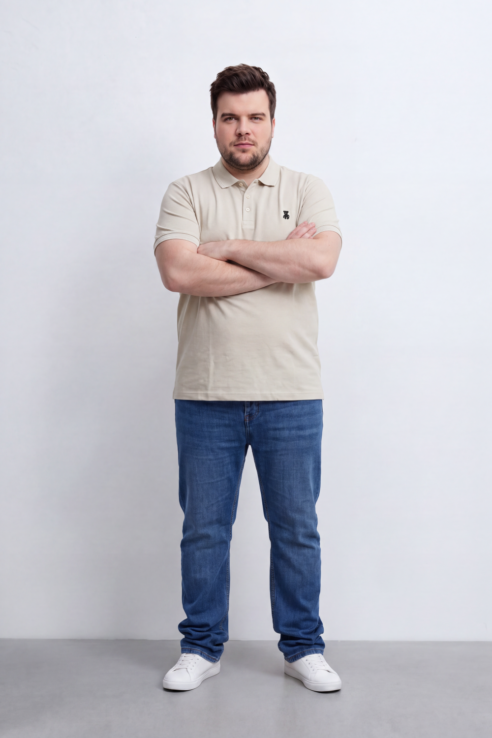 Men's Tomato Store Premium Slim Fit Polo T-Shirt Minimal Bear Chest Embroidery Classic Button Big Size