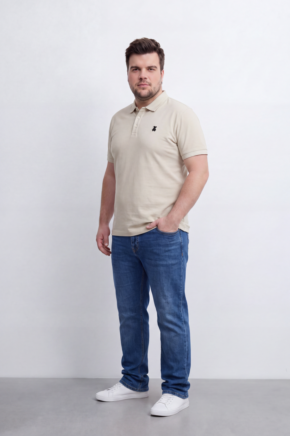 Men's Tomato Store Premium Slim Fit Polo T-Shirt Minimal Bear Chest Embroidery Classic Button Big Size