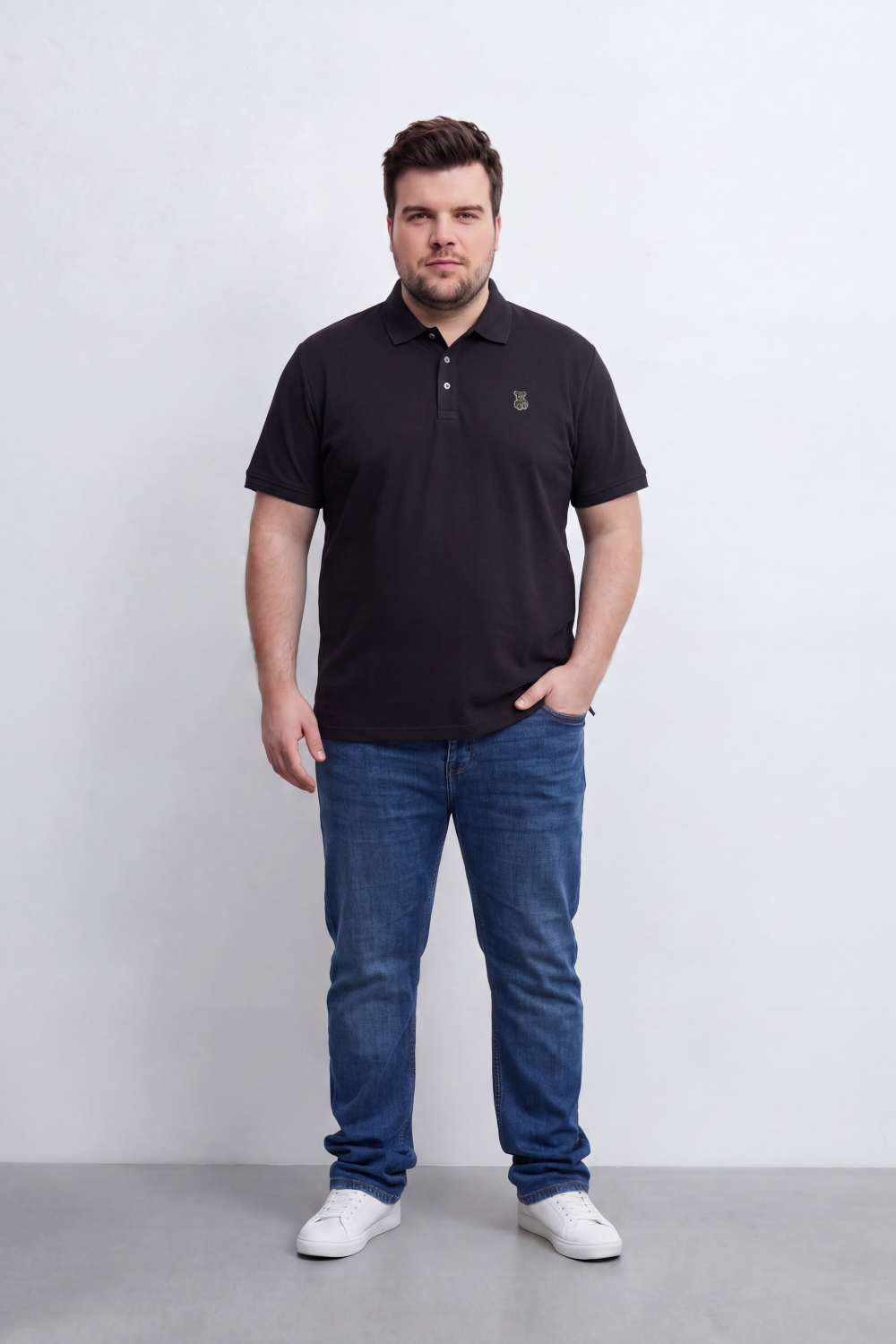 Men's Tomato Store Premium Slim Fit Polo T-Shirt Minimal Bear Chest Embroidery Classic Button Big Size