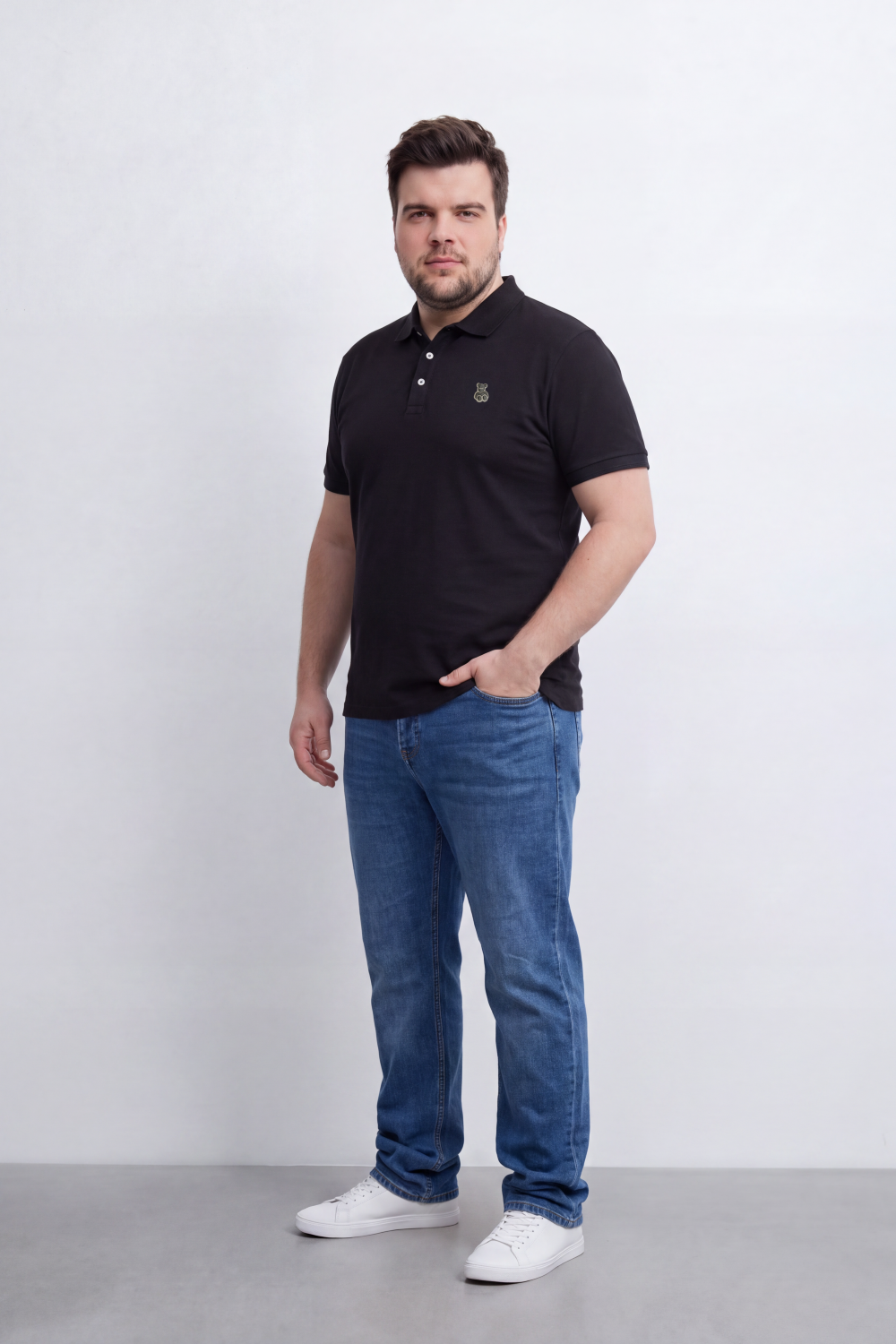 Men's Tomato Store Premium Slim Fit Polo T-Shirt Minimal Bear Chest Embroidery Classic Button Big Size