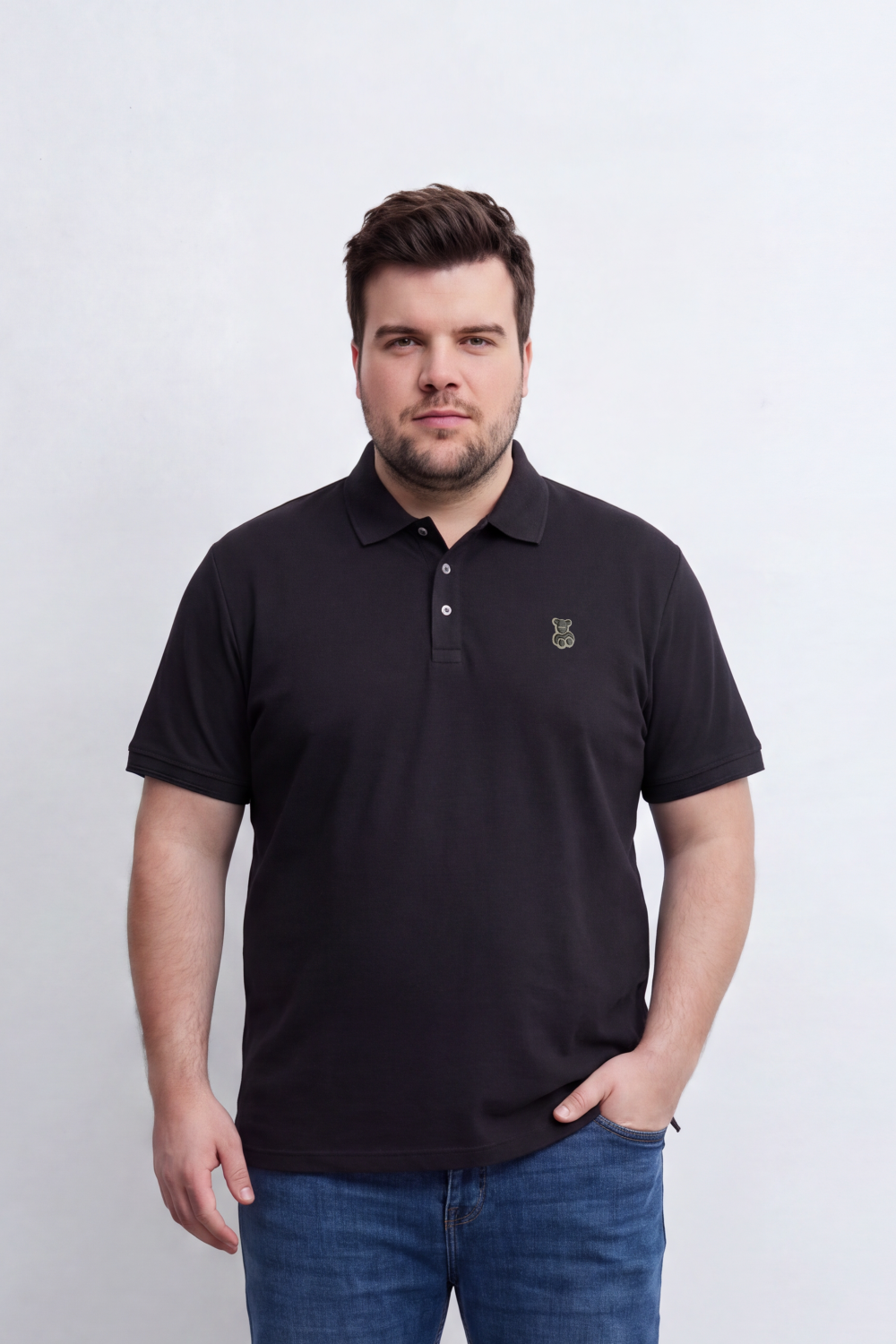 Men's Tomato Store Premium Slim Fit Polo T-Shirt Minimal Bear Chest Embroidery Classic Button Big Size