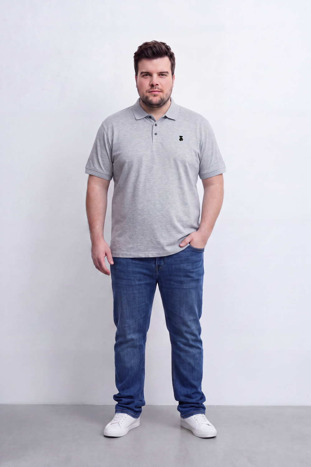 Men's Tomato Store Premium Slim Fit Polo T-Shirt Minimal Bear Chest Embroidery Classic Button Big Size