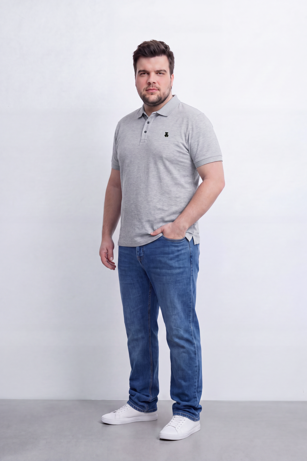 Men's Tomato Store Premium Slim Fit Polo T-Shirt Minimal Bear Chest Embroidery Classic Button Big Size