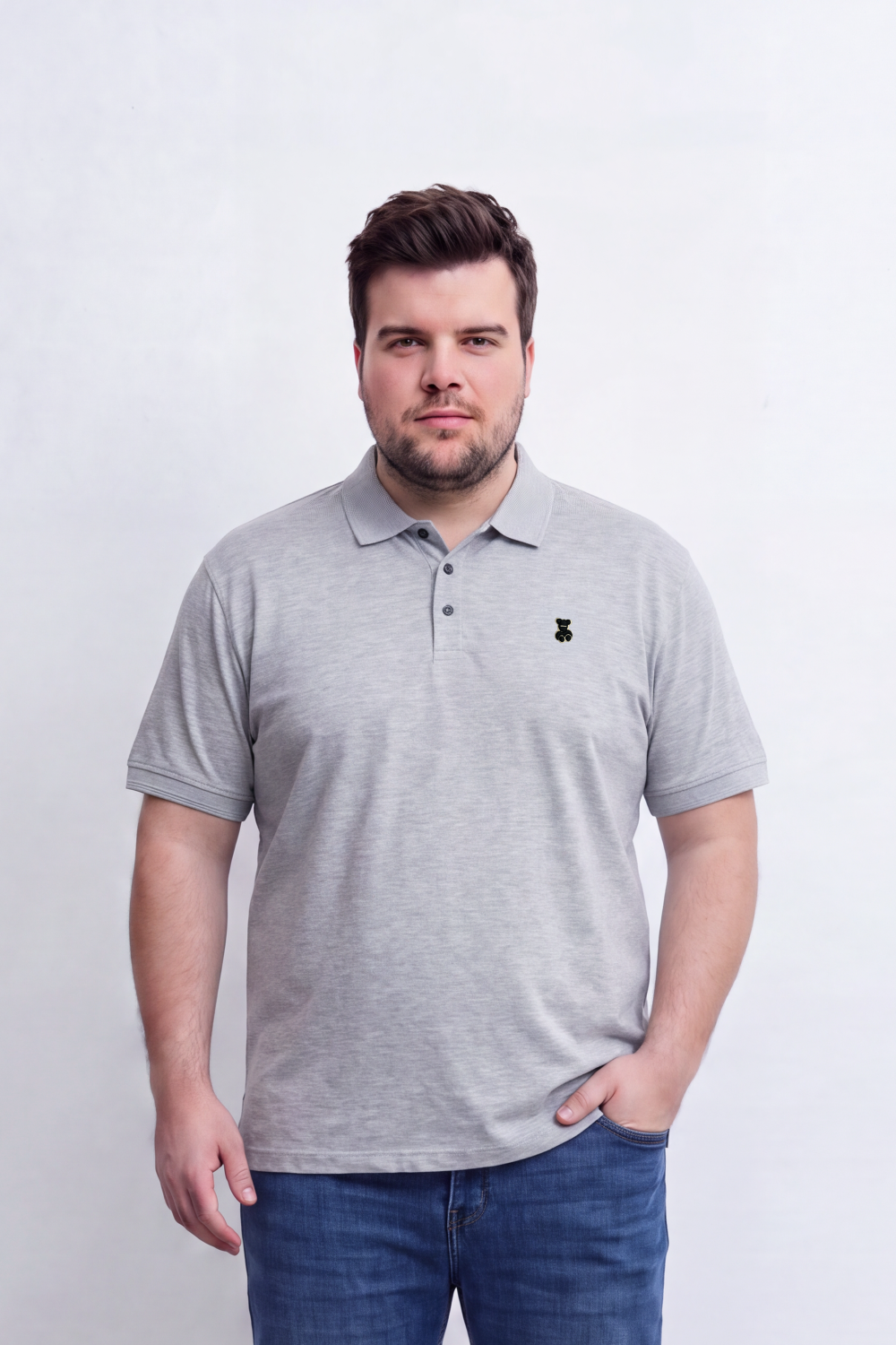Men's Tomato Store Premium Slim Fit Polo T-Shirt Minimal Bear Chest Embroidery Classic Button Big Size