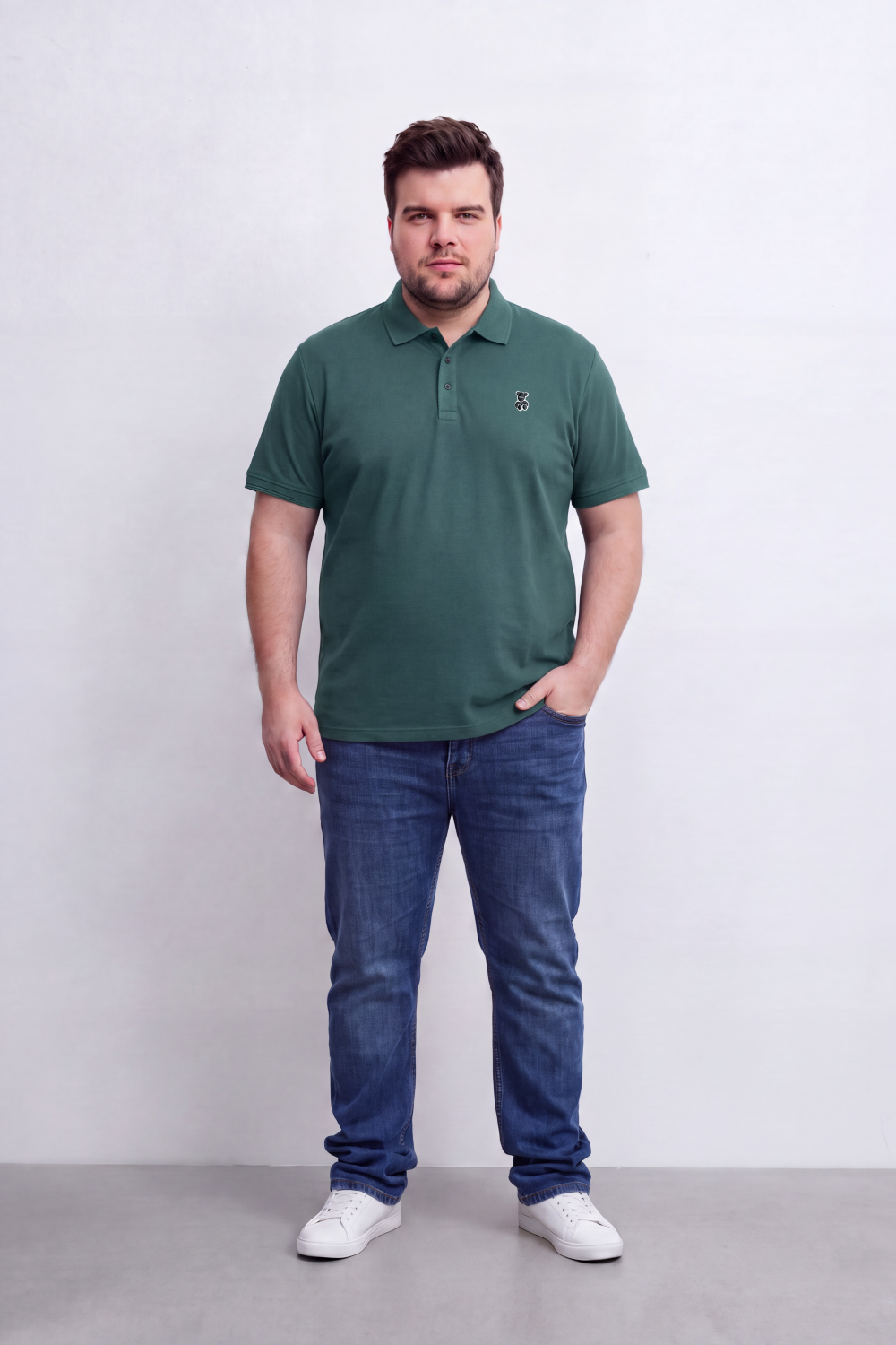 Men's Tomato Store Premium Slim Fit Polo T-Shirt Minimal Bear Chest Embroidery Classic Button Big Size