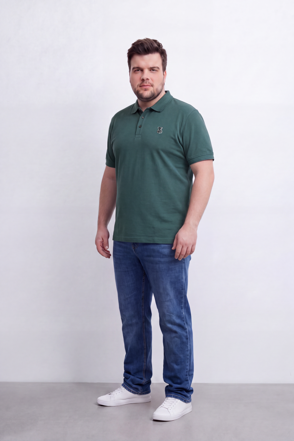 Men's Tomato Store Premium Slim Fit Polo T-Shirt Minimal Bear Chest Embroidery Classic Button Big Size