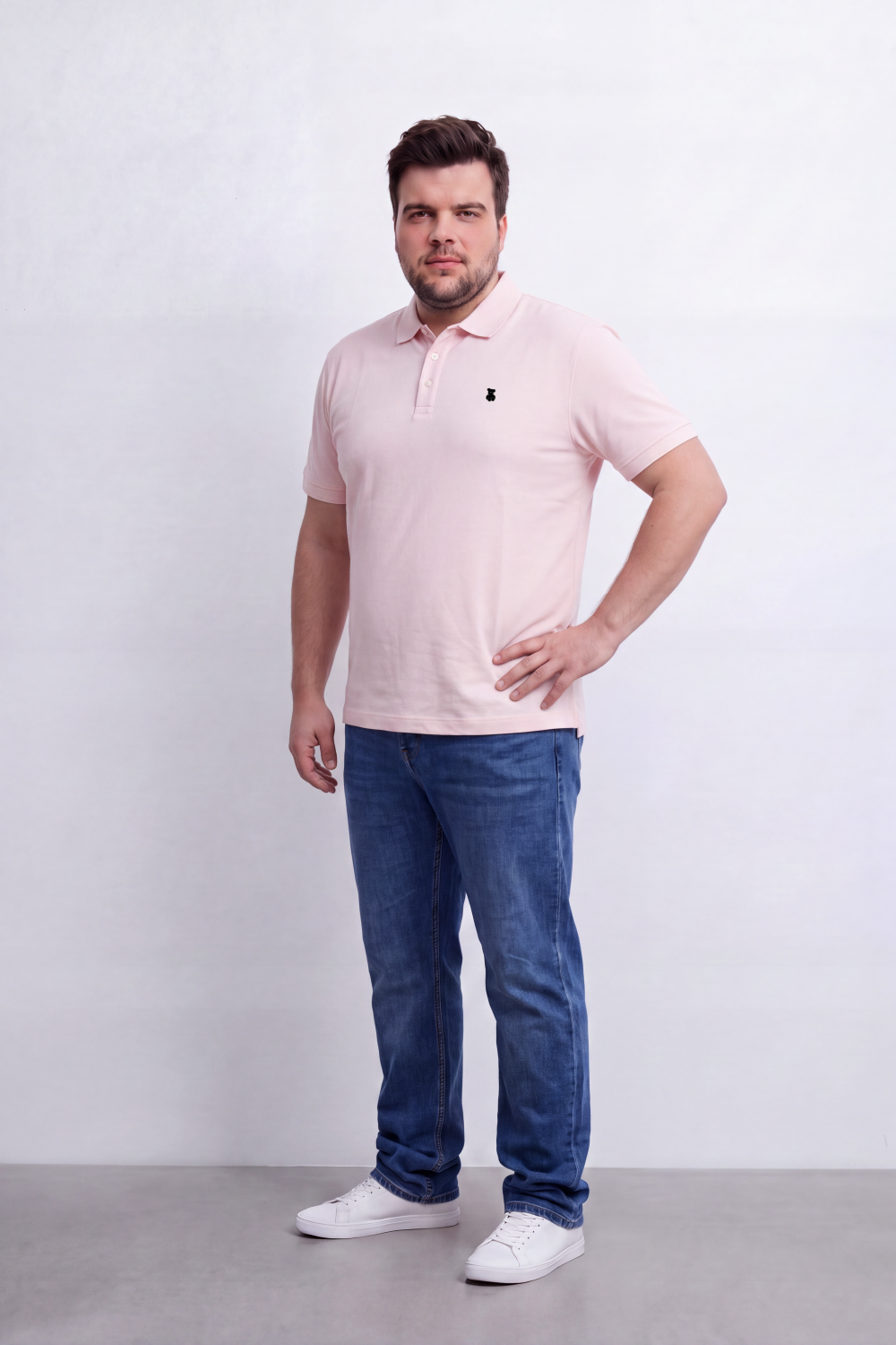 Men's Tomato Store Premium Slim Fit Polo T-Shirt Minimal Bear Chest Embroidery Classic Button Big Size