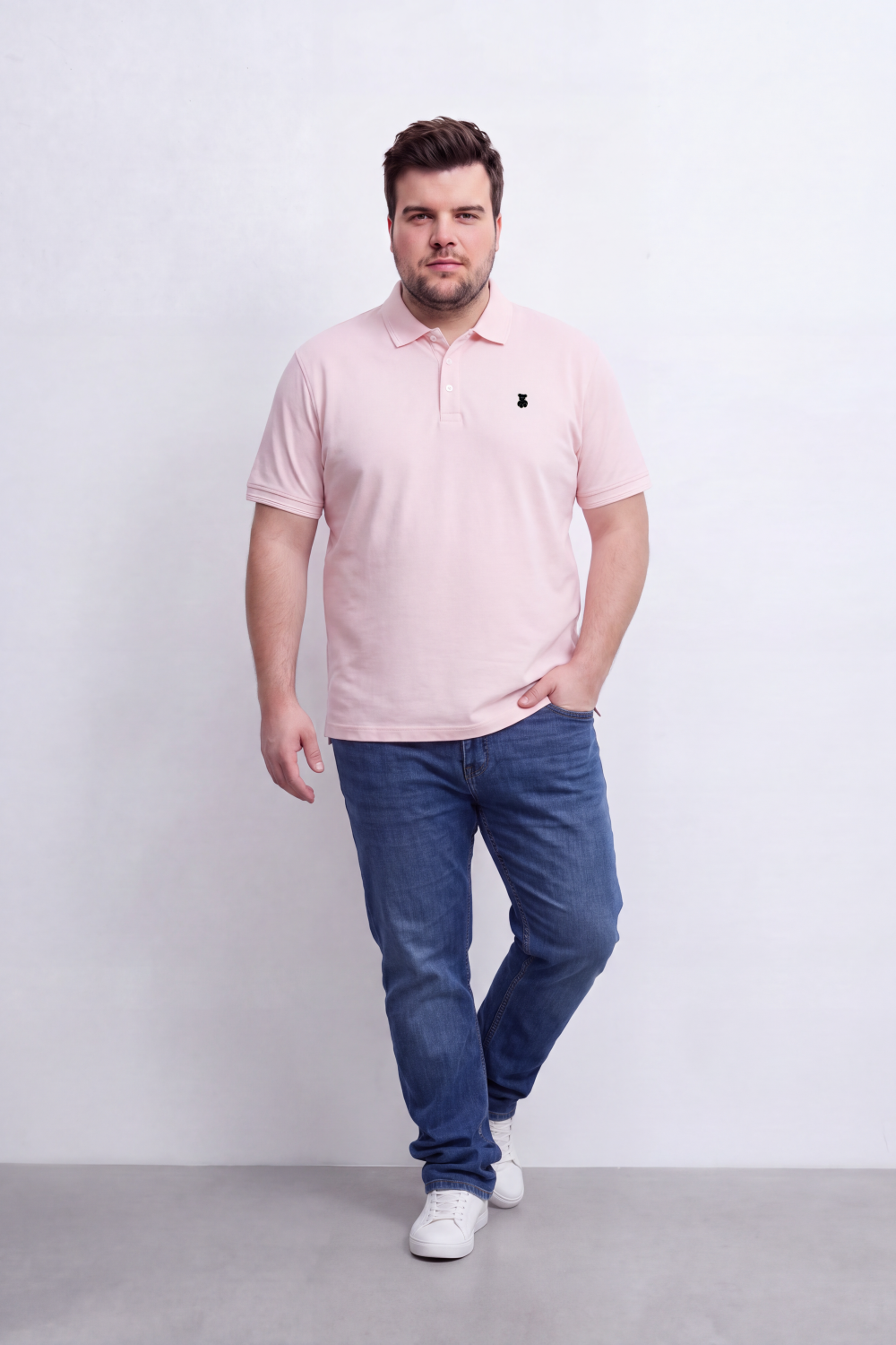 Men's Tomato Store Premium Slim Fit Polo T-Shirt Minimal Bear Chest Embroidery Classic Button Big Size