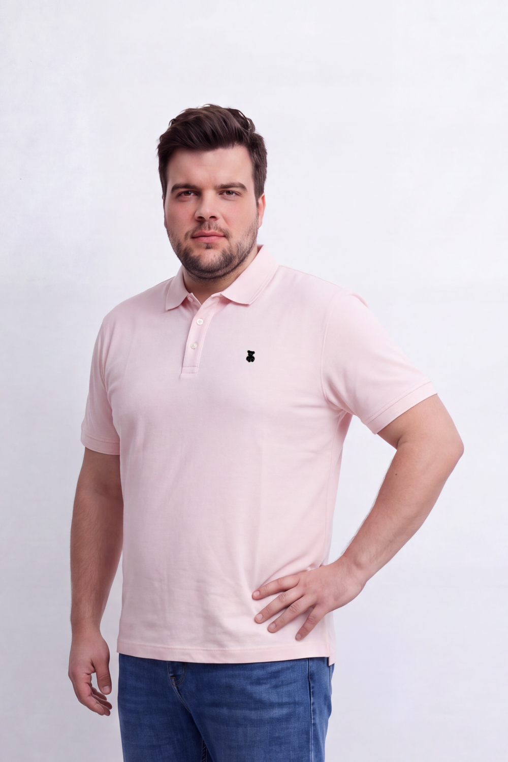 Men's Tomato Store Premium Slim Fit Polo T-Shirt Minimal Bear Chest Embroidery Classic Button Big Size