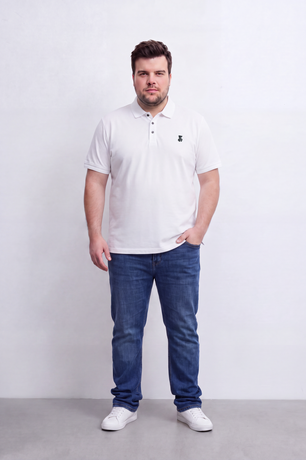 Men's Tomato Store Premium Slim Fit Polo T-Shirt Minimal Bear Chest Embroidery Classic Button Big Size