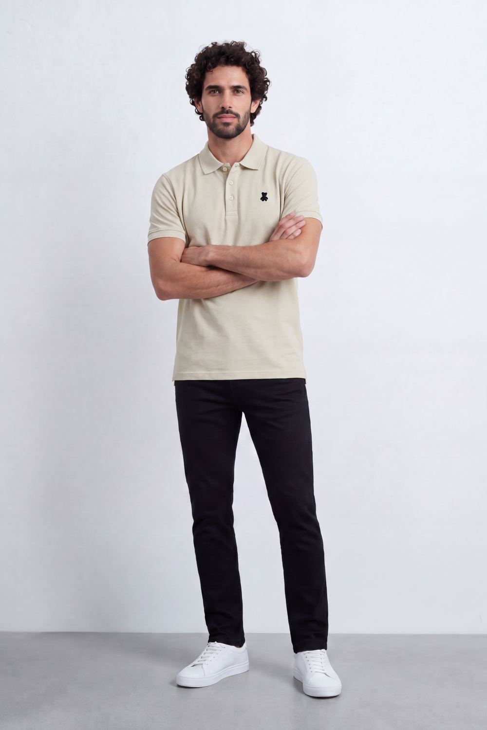 Men's Tomato Store Premium Polo T-Shirt Signature Bear Embroidery Classic Button Placket Clean Collar Detail Slim Fit