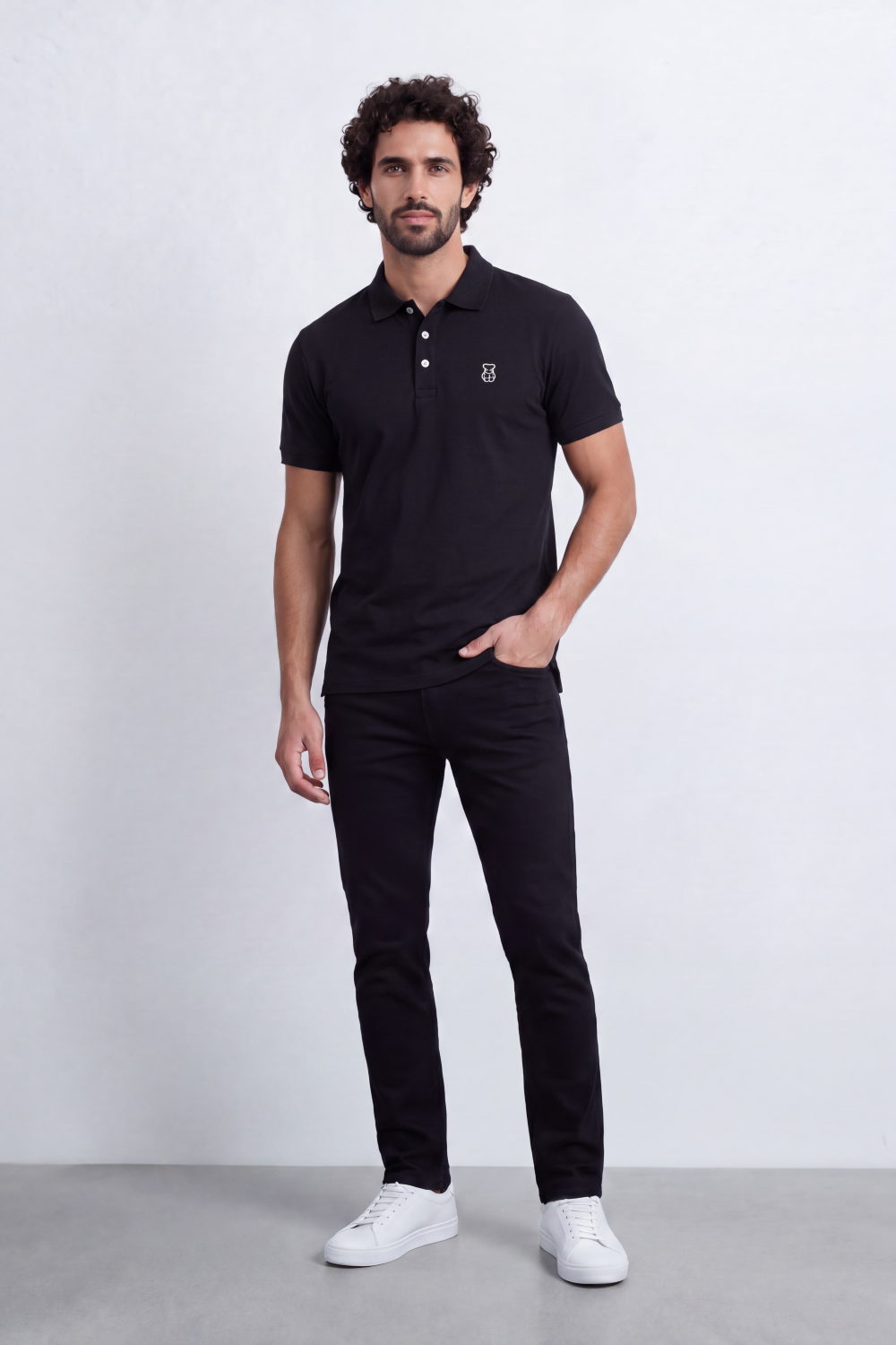 Men's Tomato Store Premium Polo T-Shirt Signature Bear Embroidery Classic Button Placket Clean Collar Detail Slim Fit