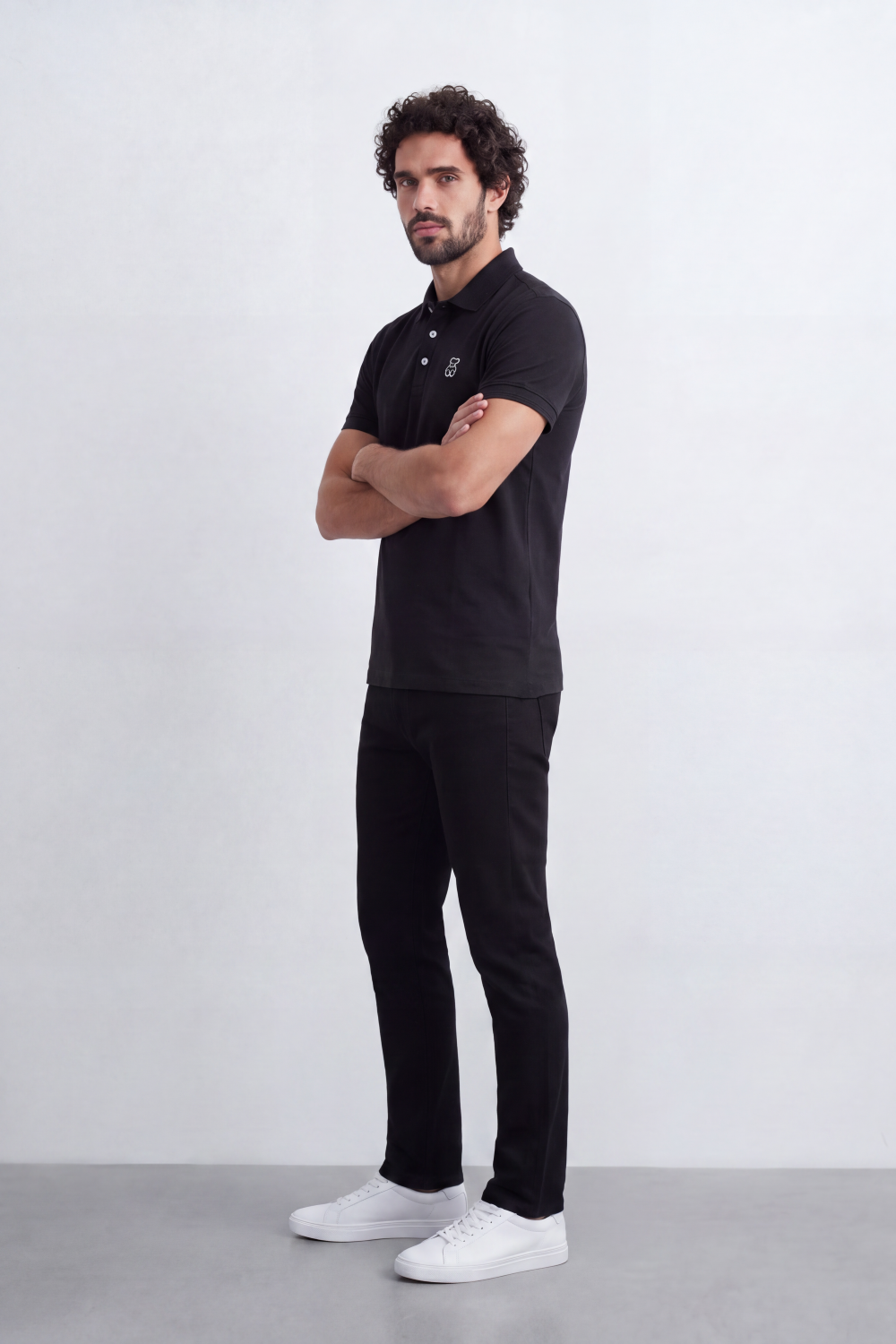 Men's Tomato Store Premium Polo T-Shirt Signature Bear Embroidery Classic Button Placket Clean Collar Detail Slim Fit